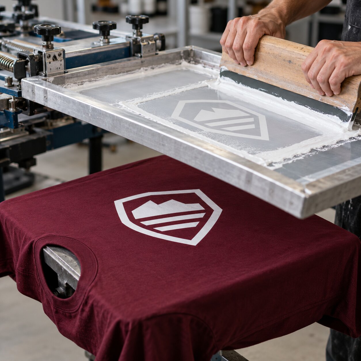 Custom screen printing on t-shirts at MyLogoMax in Chino, CA